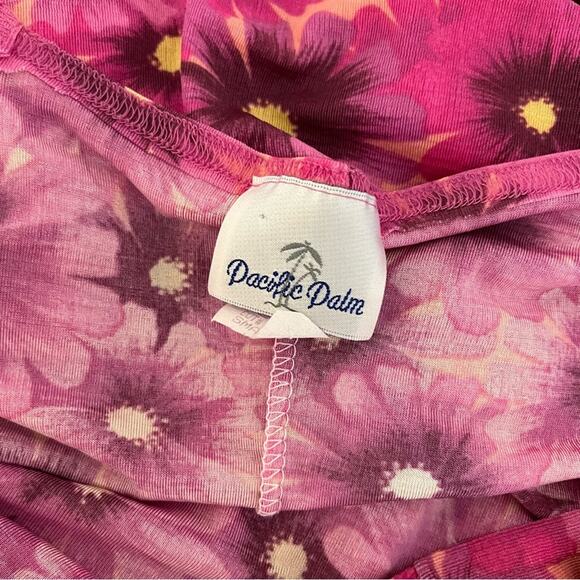 Vintage Maxi Dress Floral Pink Sun Dress Pacific Palm Size Small Summer Cover Up - Picture 5 of 14